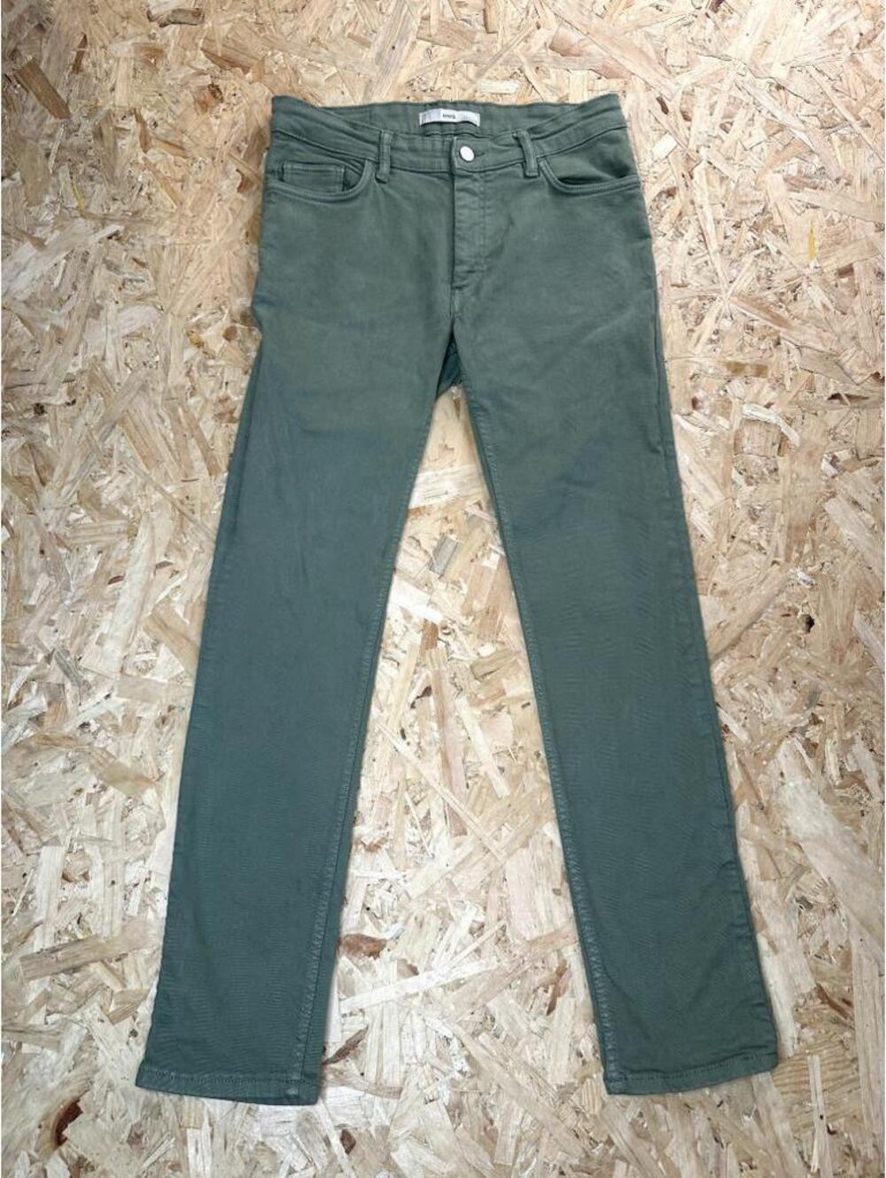 Mango MNG Women Olive Green Slim Straight Jeans Size US 30 Cotton Blend
